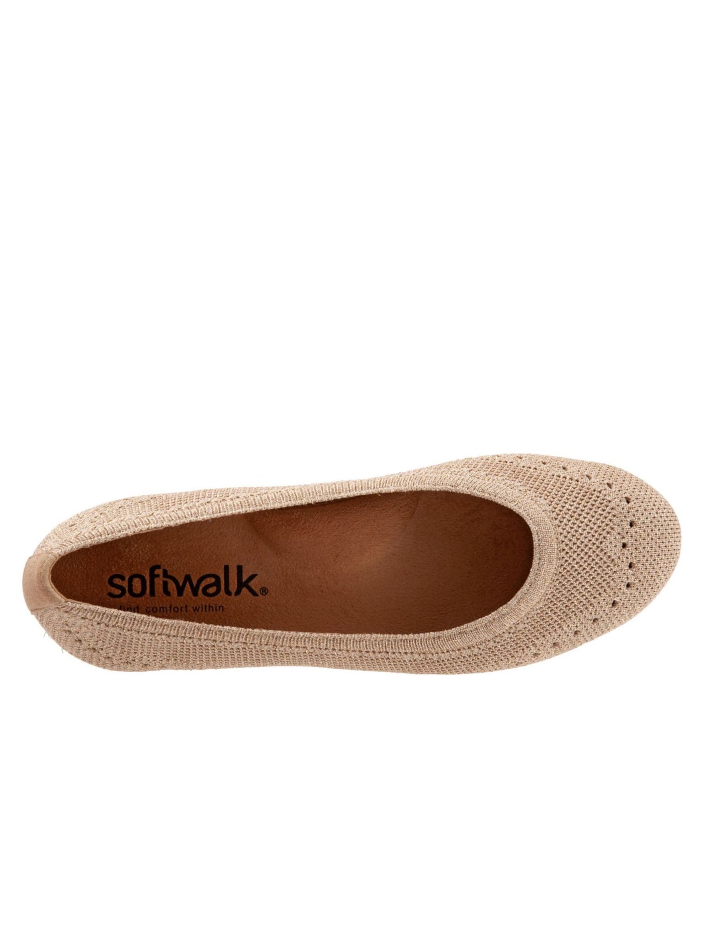 SOFT WALK Womens Gold Knit Removable Insole Breathable Arch Support Cushioned Santorini Round Toe Slip On Ballet Flats 7.5 M