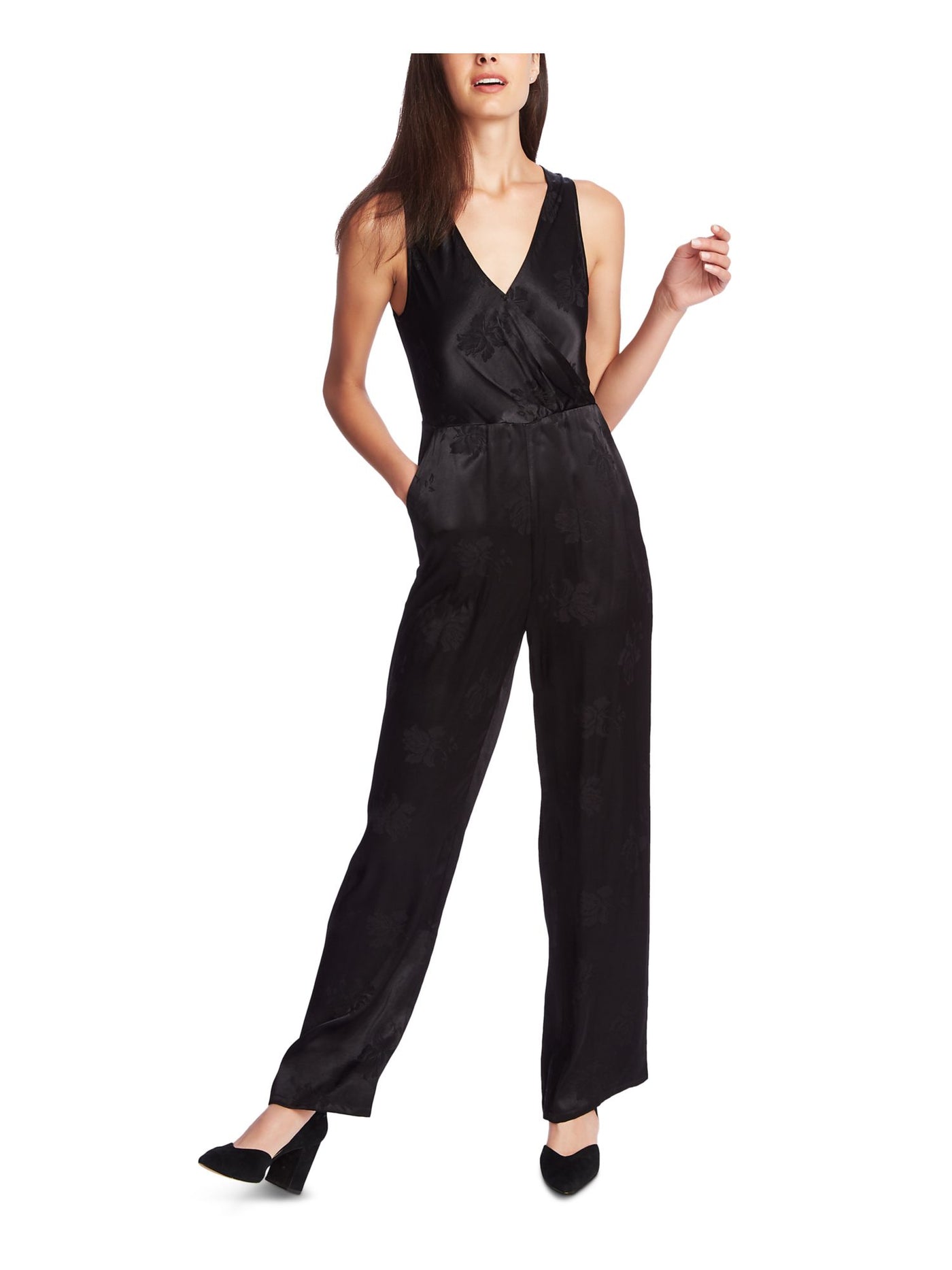 1. STATE Womens Sleeveless V Neck Evening Straight leg Jumpsuit