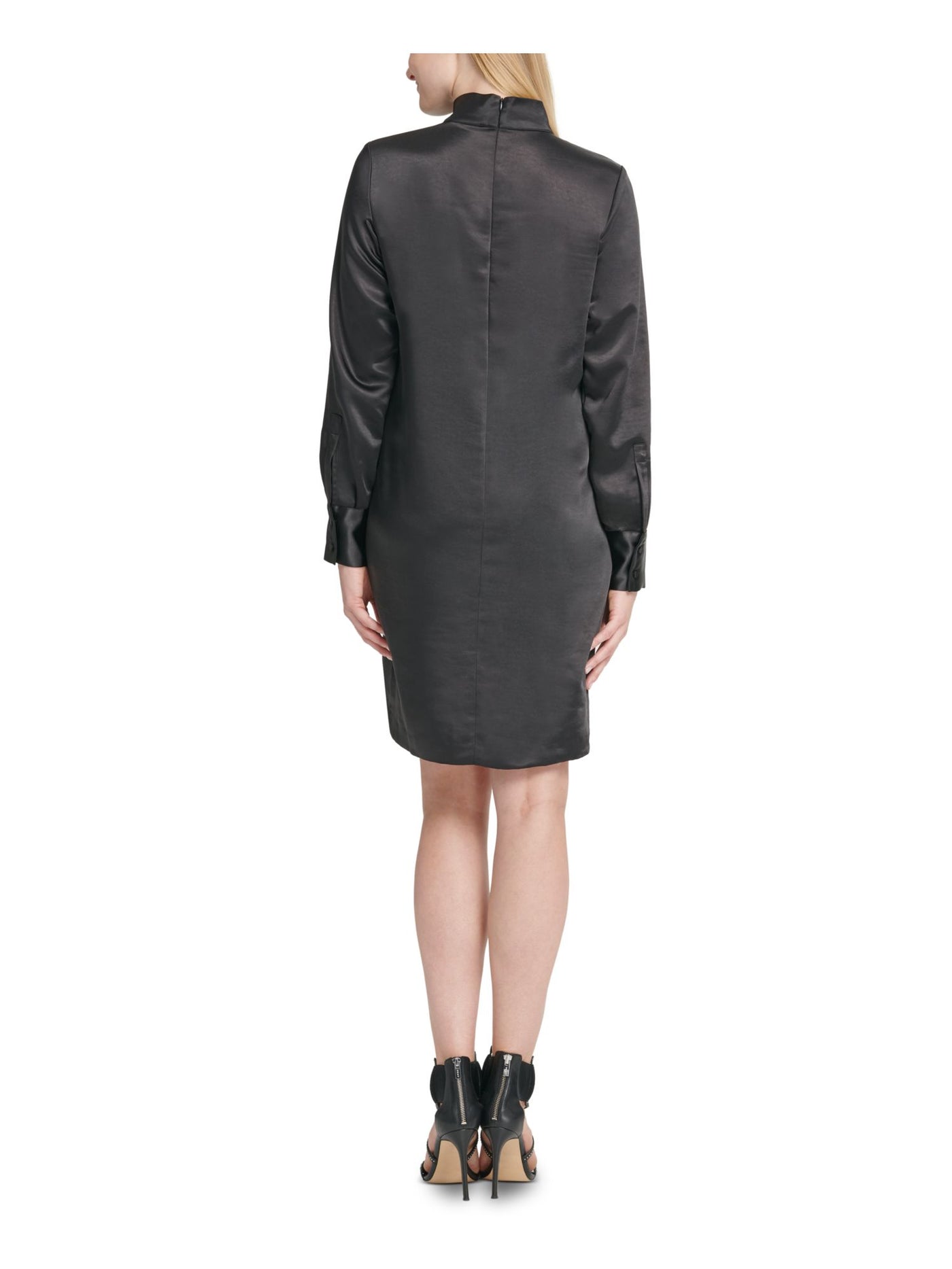 DKNY Womens Long Sleeve Turtle Neck Above The Knee Cocktail Body Con Dress