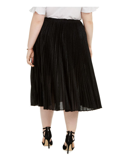 MICHAEL KORS Womens Textured Midi Pleated Skirt