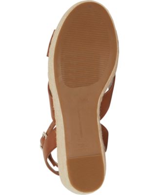 INC Womens Brown 1-1/2" Platform Crisscross Straps Ankle Strap Comfort Lemona Round Toe Wedge Buckle Espadrille Shoes M