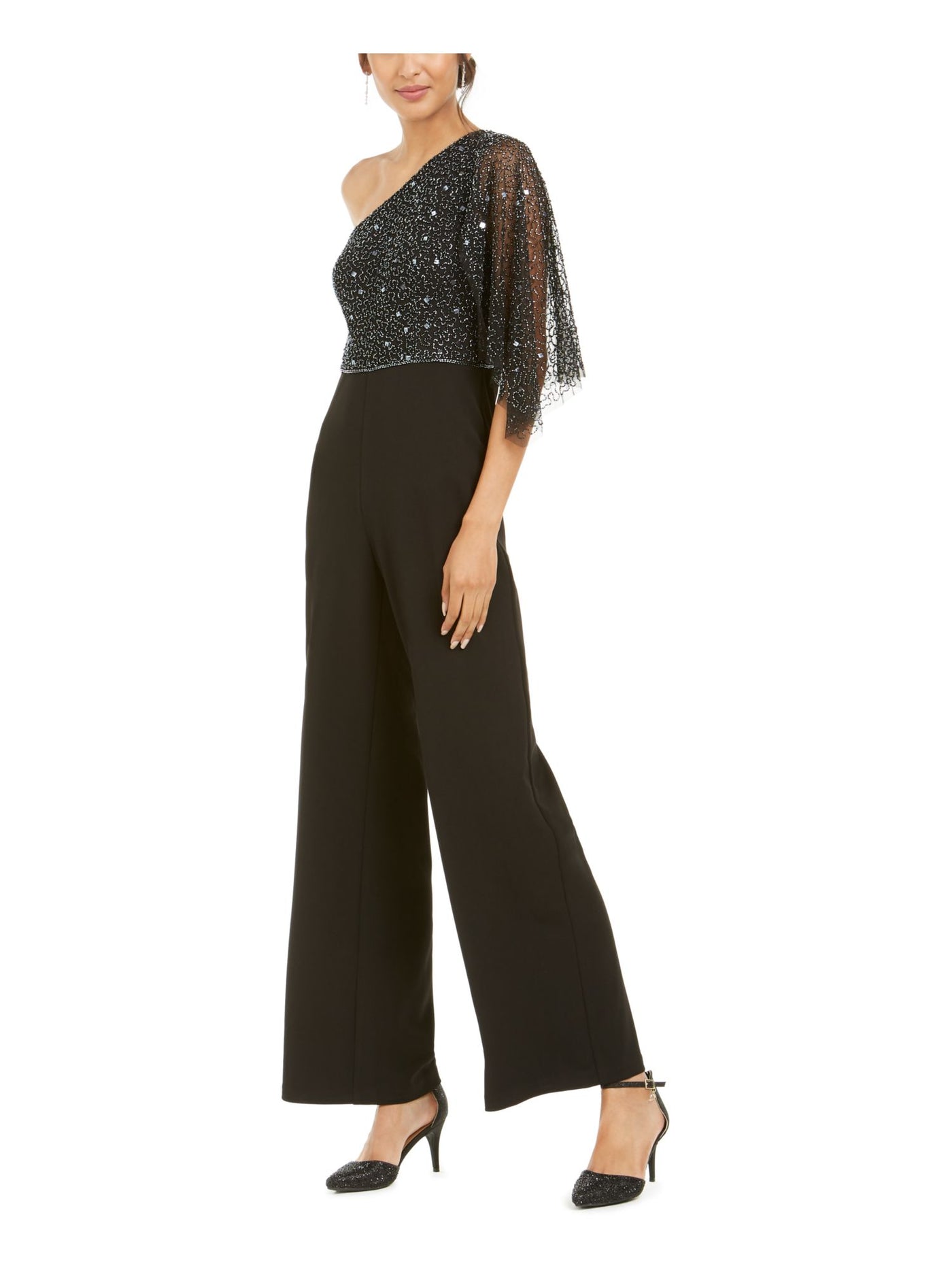 ADRIANNA PAPELL Womens Sleeveless V Neck Evening Cropped Jumpsuit