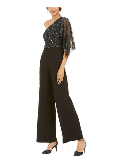 ADRIANNA PAPELL Womens Black Color Block Sleeveless V Neck Evening Cropped Jumpsuit 10