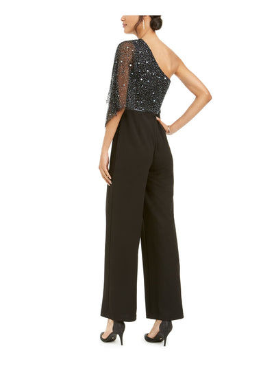 ADRIANNA PAPELL Womens Black Color Block Sleeveless V Neck Evening Cropped Jumpsuit 10