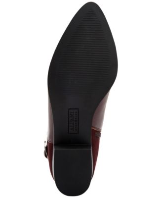 ALFANI Womens Burgundy Buckle Accent Oakleyy Pointed Toe Block Heel Slip On Leather Booties