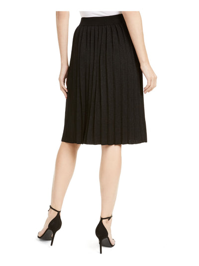 ANNE KLEIN Womens Black Glitter Knee Length Wear To Work Pleated Skirt M