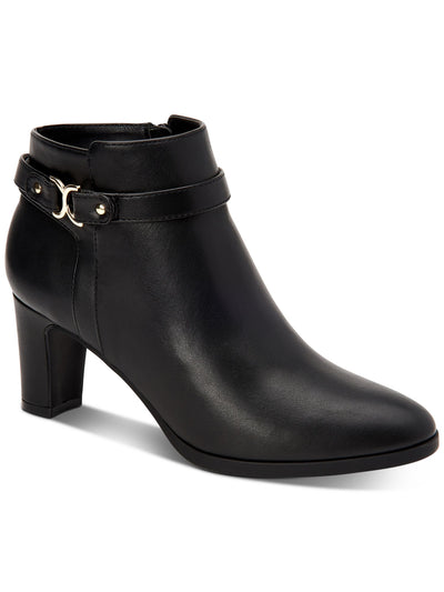 CHARTER CLUB Womens Black Buckle Accent Comfort Pixxy Almond Toe Block Heel Zip-Up Dress Booties 6.5 M