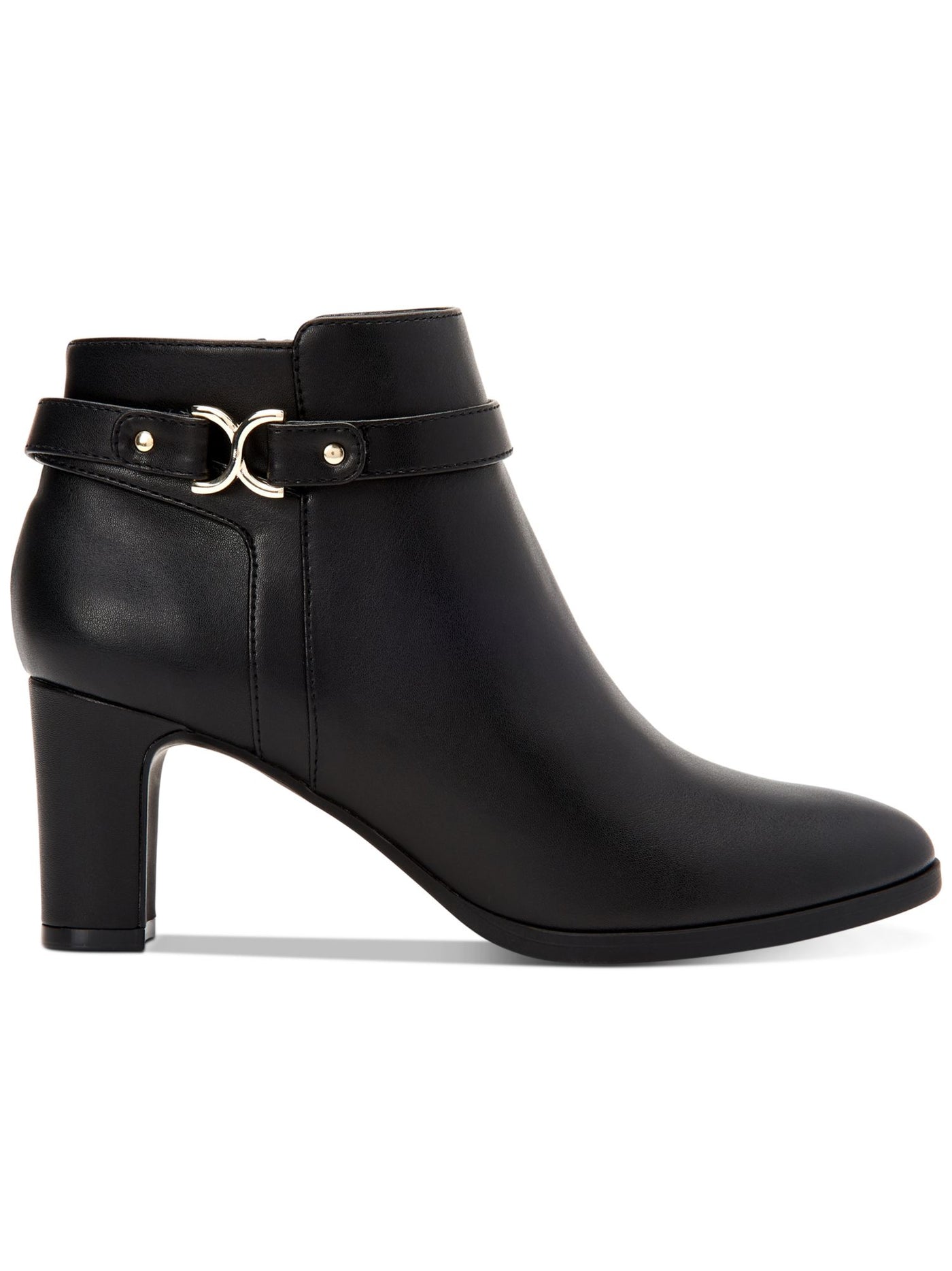 CHARTER CLUB Womens Black Buckle Accent Comfort Pixxy Almond Toe Block Heel Zip-Up Dress Booties 6.5 M