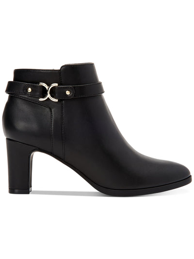 CHARTER CLUB Womens Black Buckle Accent Comfort Pixxy Almond Toe Block Heel Zip-Up Dress Booties 7.5 M