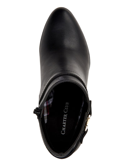 CHARTER CLUB Womens Black Buckle Accent Comfort Pixxy Almond Toe Block Heel Zip-Up Dress Booties 6.5 M