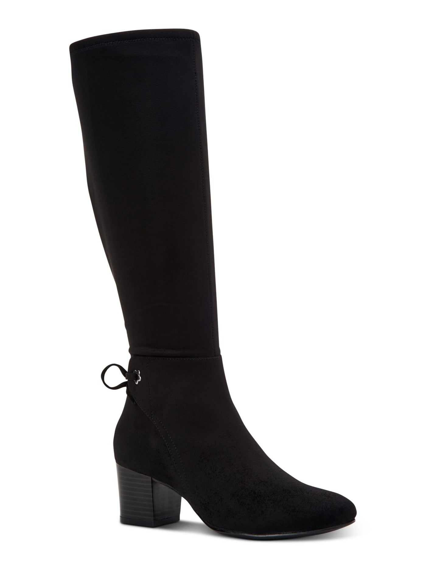 CHARTER CLUB Womens Black Comfort Bow Accent Jaccquep Round Toe Block Heel Zip-Up Dress Boots 11 M