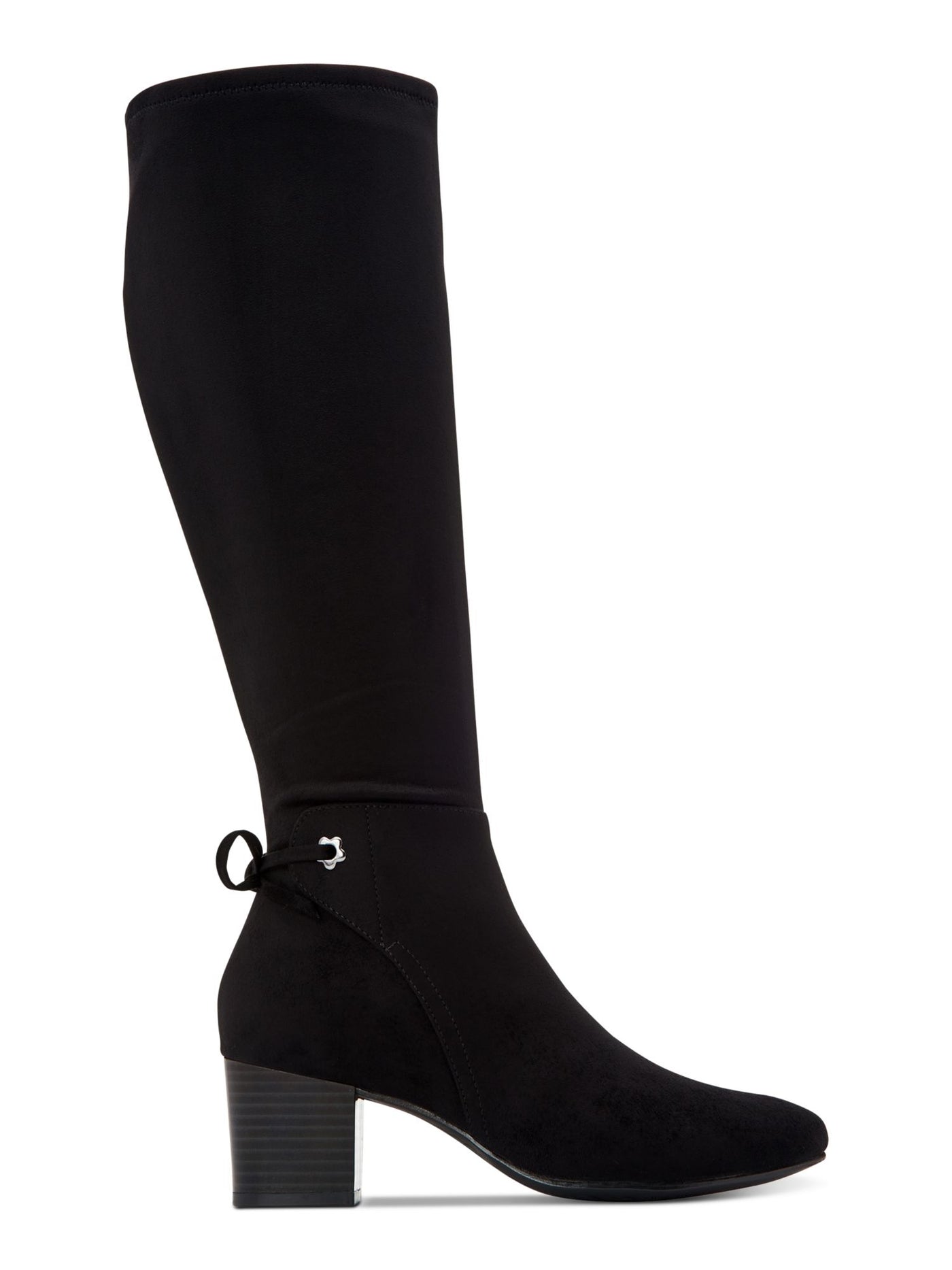 CHARTER CLUB Womens Black Tie Detail Stretch Almond Toe Block Heel Zip-Up Heeled Boots 8.5