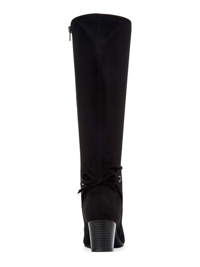 CHARTER CLUB Womens Black Comfort Bow Accent Jaccquep Round Toe Block Heel Zip-Up Dress Boots 11 M