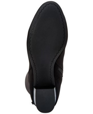 CHARTER CLUB Womens Black Tie Detail Stretch Almond Toe Block Heel Zip-Up Heeled Boots M