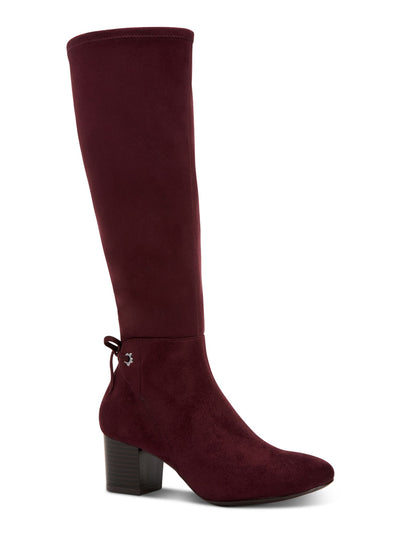 CHARTER CLUB Womens Burgundy Flower Grommets Bow Accent Cushioned Jaccque Almond Toe Block Heel Zip-Up Heeled Boots 9 M