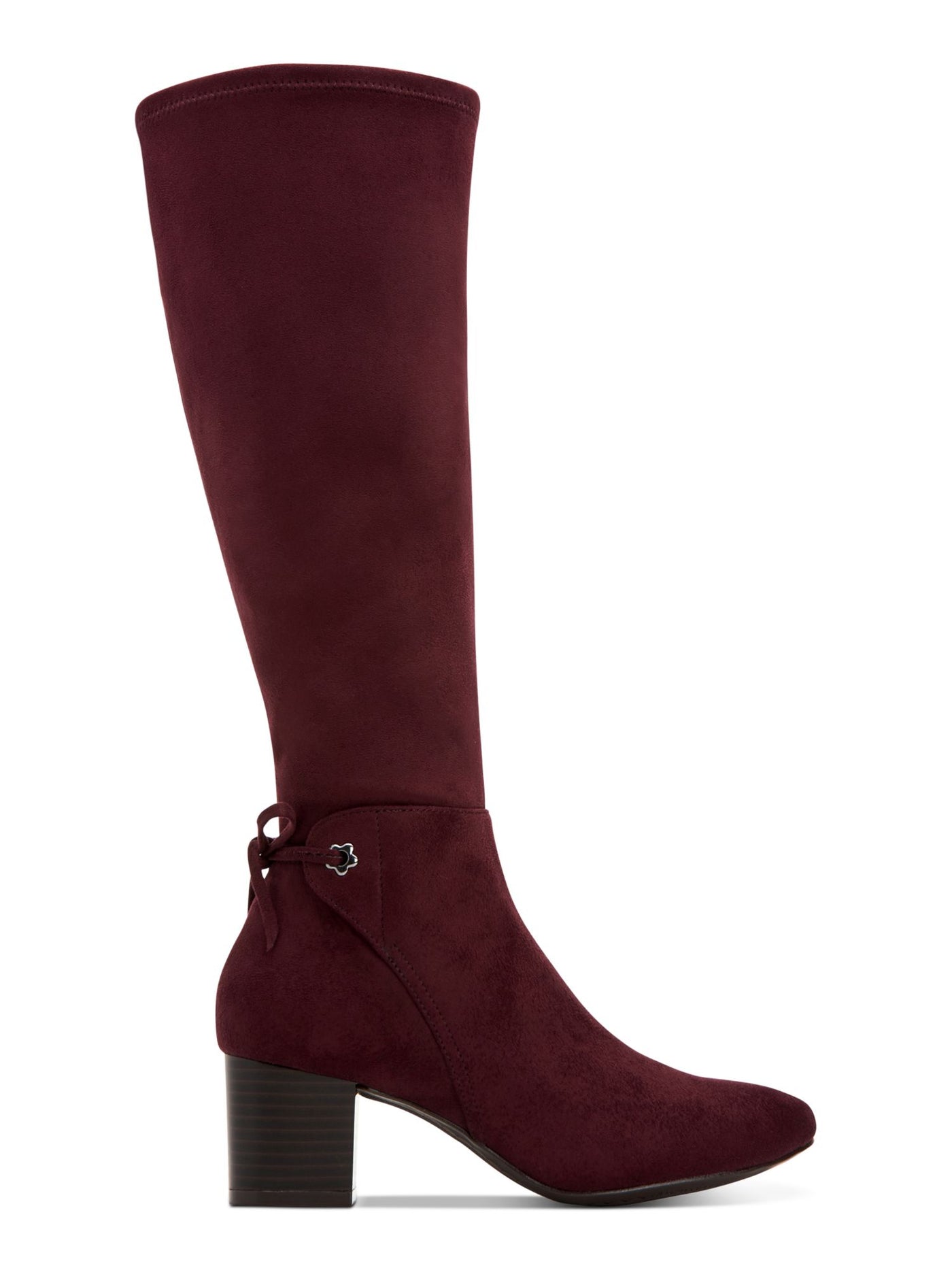 CHARTER CLUB Womens Burgundy Flower Grommets Tie Detail Jaccque Almond Toe Block Heel Zip-Up Dress Boots 8.5 M