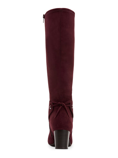 CHARTER CLUB Womens Brown Tie Detail Stretch Almond Toe Block Heel Zip-Up Dress Boots 10