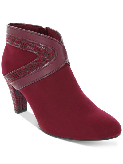 KAREN SCOTT Womens Burgundy Snake Multi-Media Padded Wendaa Almond Toe Cone Heel Zip-Up Dress Booties 6.5 M