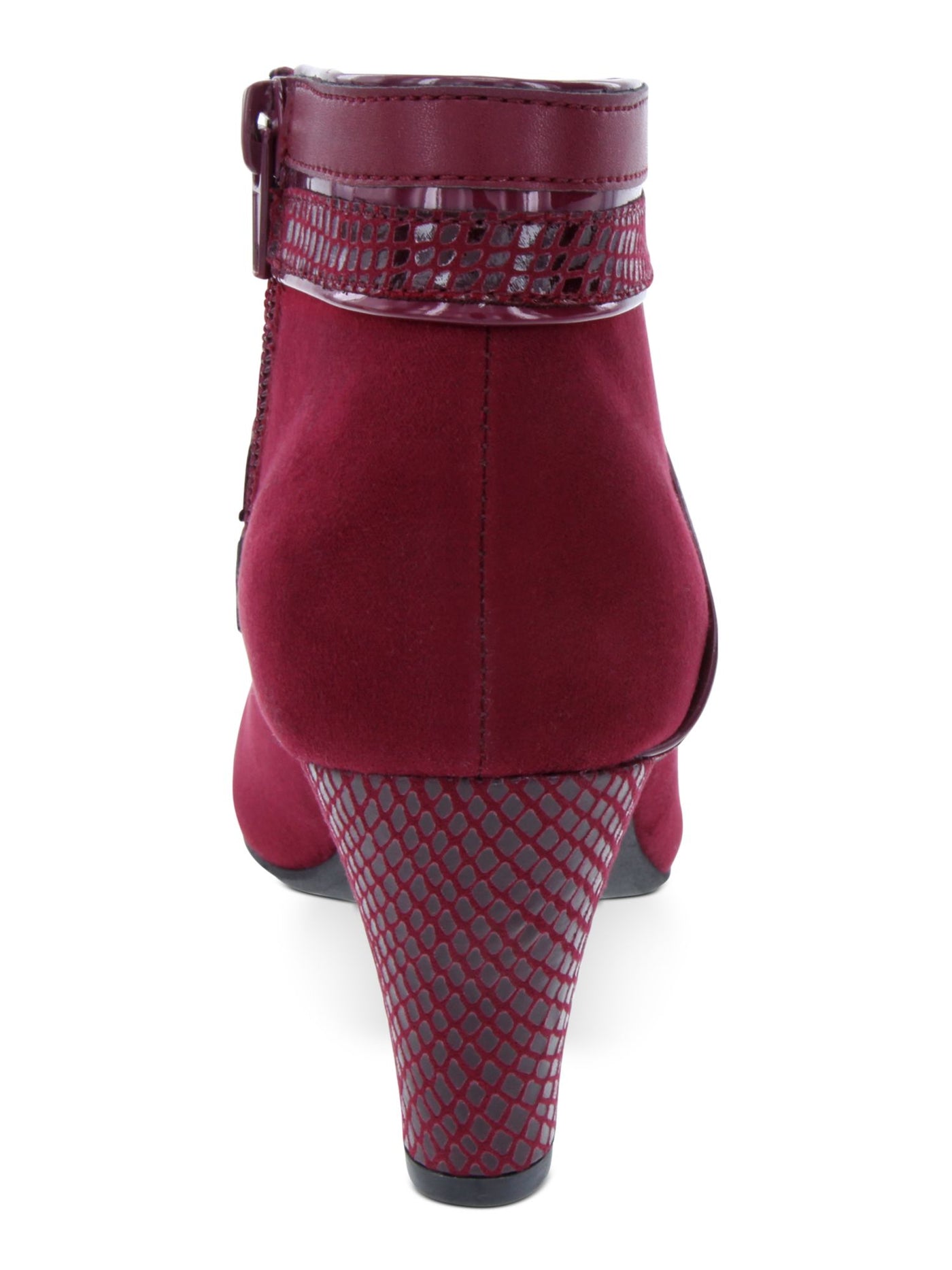 KAREN SCOTT Womens Burgundy Snake Multi-Media Padded Wendaa Almond Toe Cone Heel Zip-Up Dress Booties 6.5 M