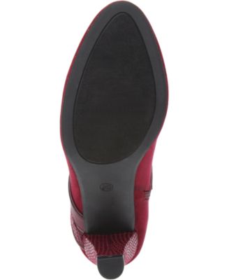 KAREN SCOTT Womens Burgundy Snake Multi-Media Padded Wendaa Almond Toe Cone Heel Zip-Up Dress Booties M