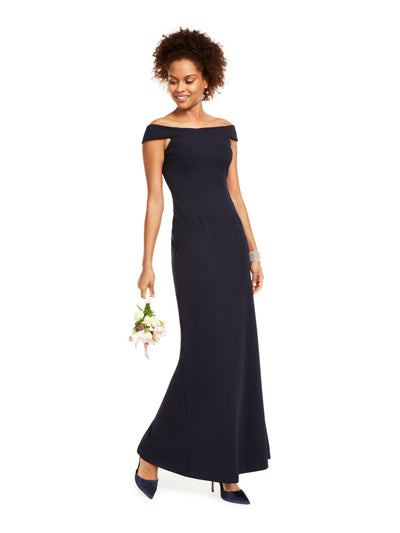 ADRIANNA PAPELL Womens Slitted Cap Sleeve Off Shoulder Full-Length Formal Sheath Dress