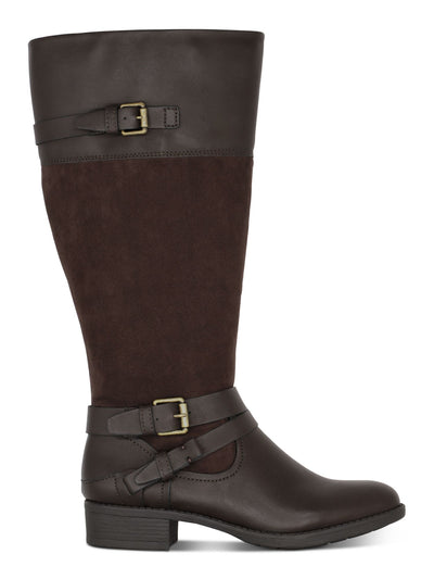 STYLE & COMPANY Womens Brown Buckle Accent Padded Ashliie Round Toe Block Heel Zip-Up Riding Boot 6 M