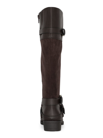 STYLE & COMPANY Womens Brown Buckle Accent Padded Ashliie Round Toe Block Heel Zip-Up Riding Boot 5.5 M