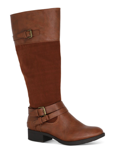 STYLE & COMPANY Womens Brown Buckle Accent Padded Ashliie Round Toe Block Heel Zip-Up Riding Boot 5 M