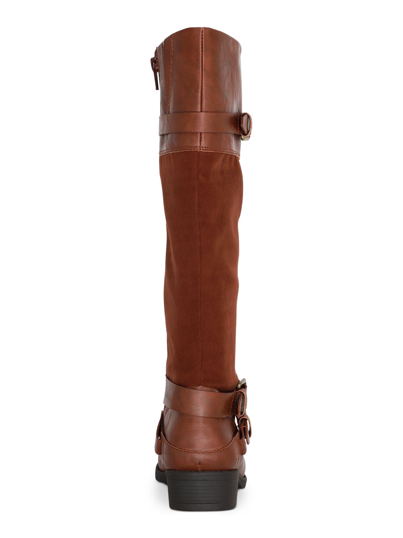 STYLE & COMPANY Womens Brown Buckle Accent Padded Ashliie Round Toe Block Heel Zip-Up Riding Boot 5 M