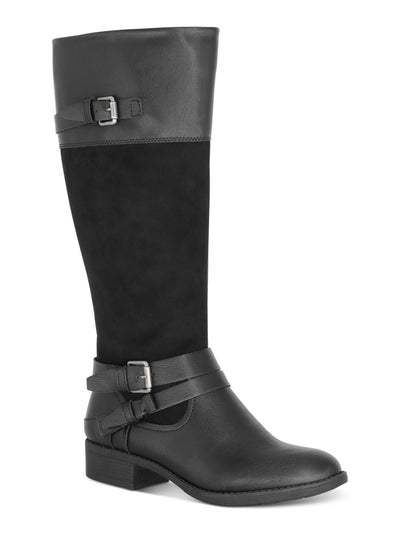 STYLE & COMPANY Womens Black Buckle Accent Padded Ashliie Round Toe Block Heel Zip-Up Boots 7.5 M