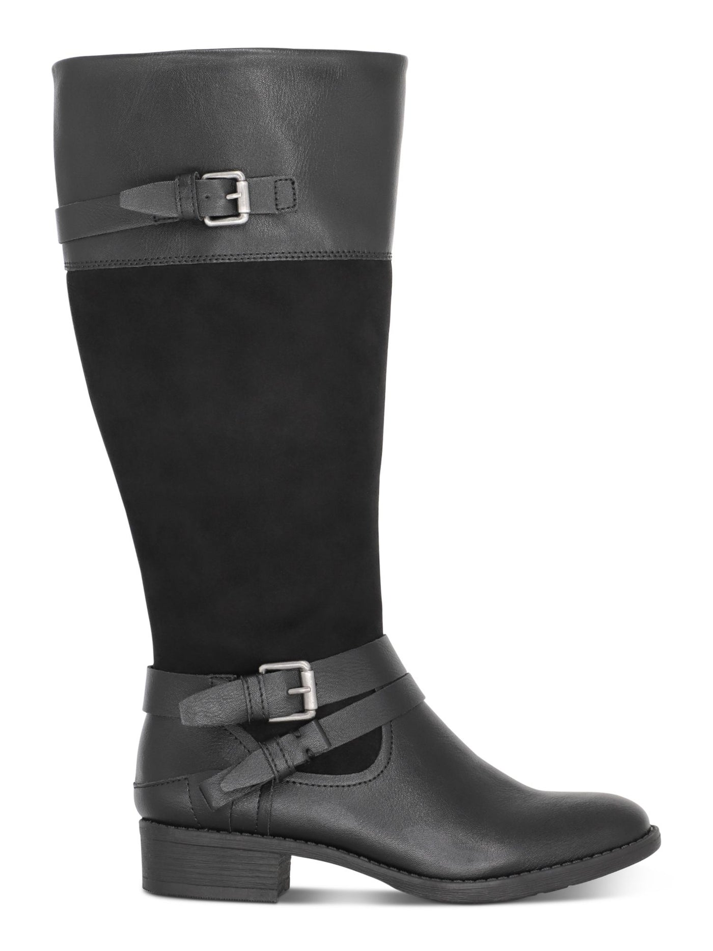 STYLE & COMPANY Womens Black Buckle Accent Padded Ashliie Round Toe Block Heel Zip-Up Boots 7.5 M