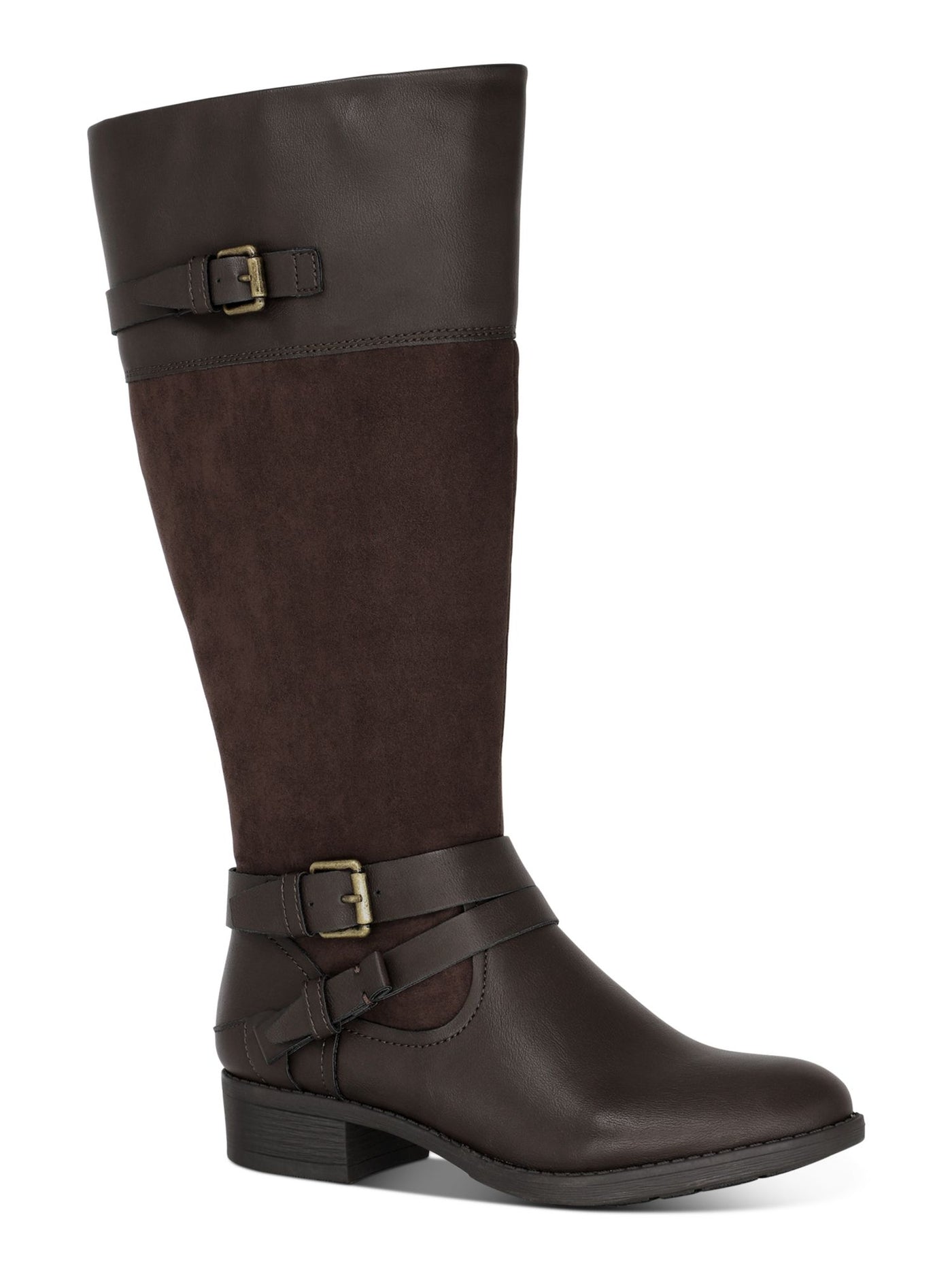 STYLE & COMPANY Womens Brown Buckle Accent Padded Ashliie Round Toe Block Heel Zip-Up Riding Boot 5.5 M