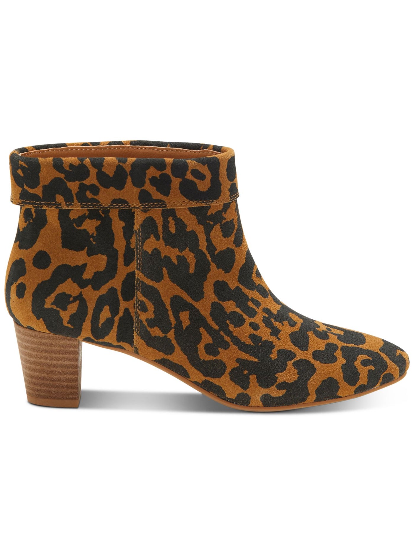 LUCKY BRAND Womens Brown Animal Print Cushioned Zaprika Pointed Toe Block Heel Slip On Dress Booties 6