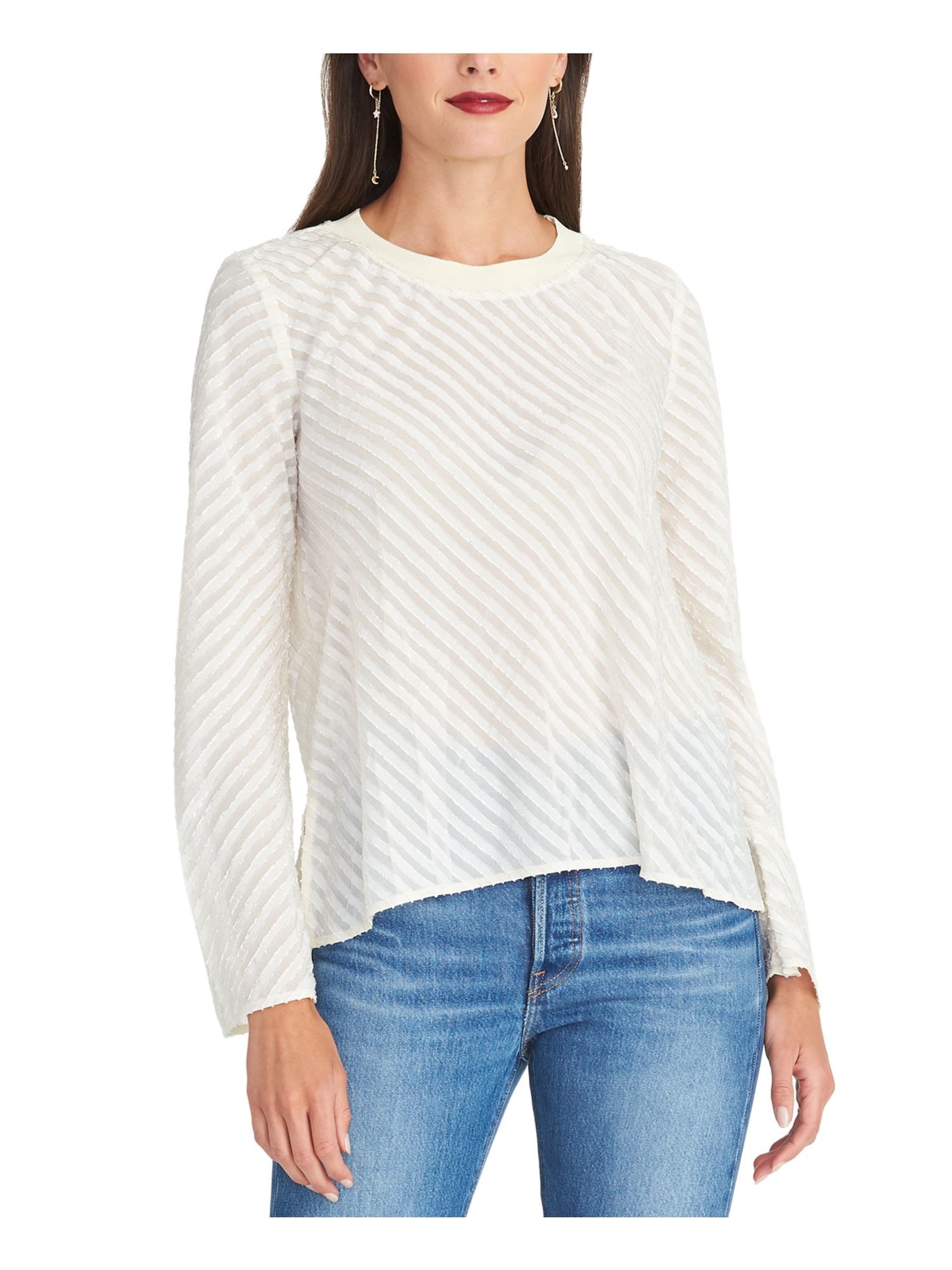 RACHEL ROY Womens Ivory Long Sleeve Crew Neck Tunic Top XS