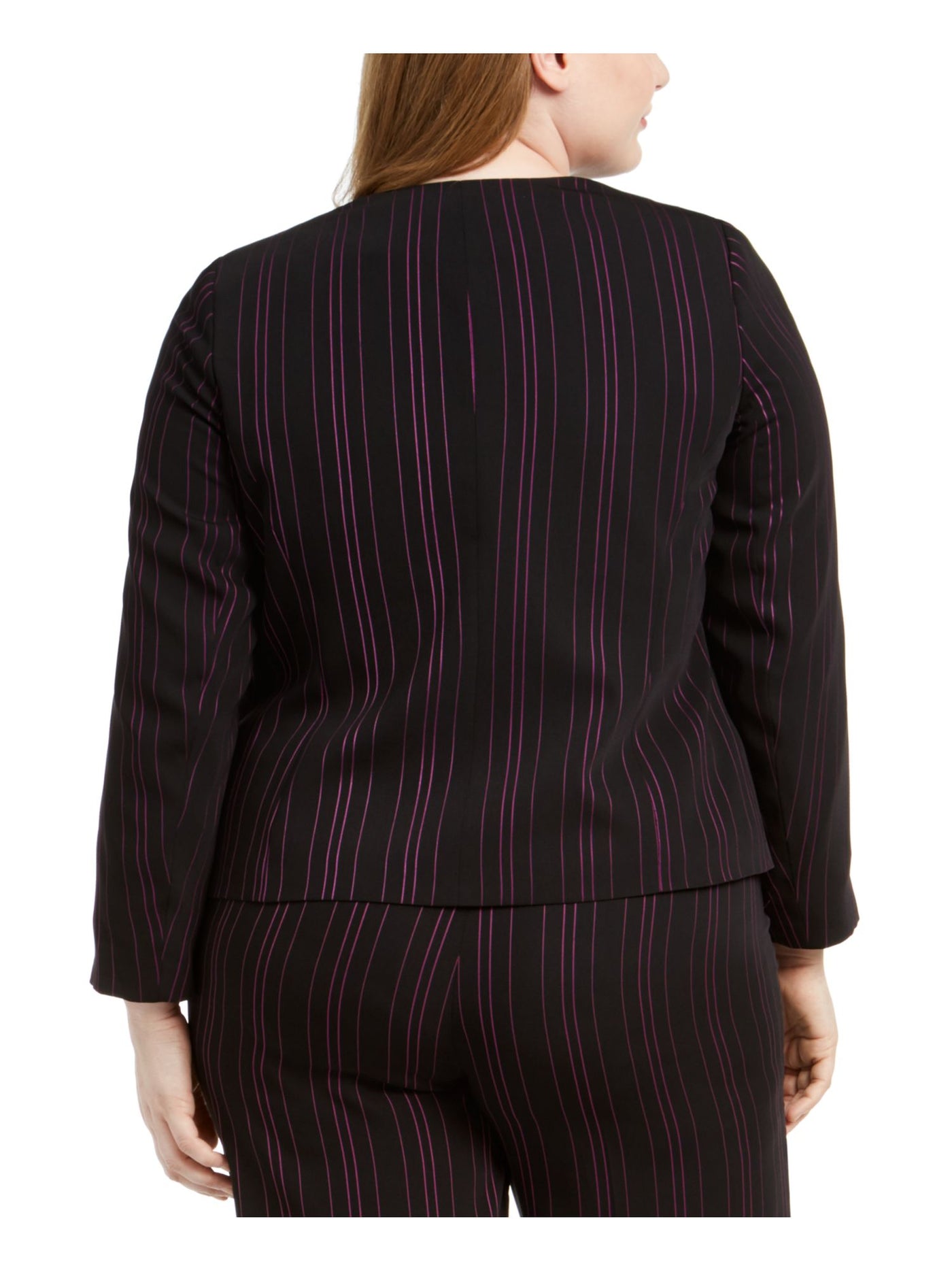 BAR III Womens Black Striped Blazer Jacket Plus 1X