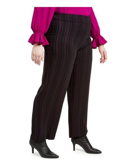 BAR III Womens Black Pinstripe Wear To Work Wide Leg Pants 22W