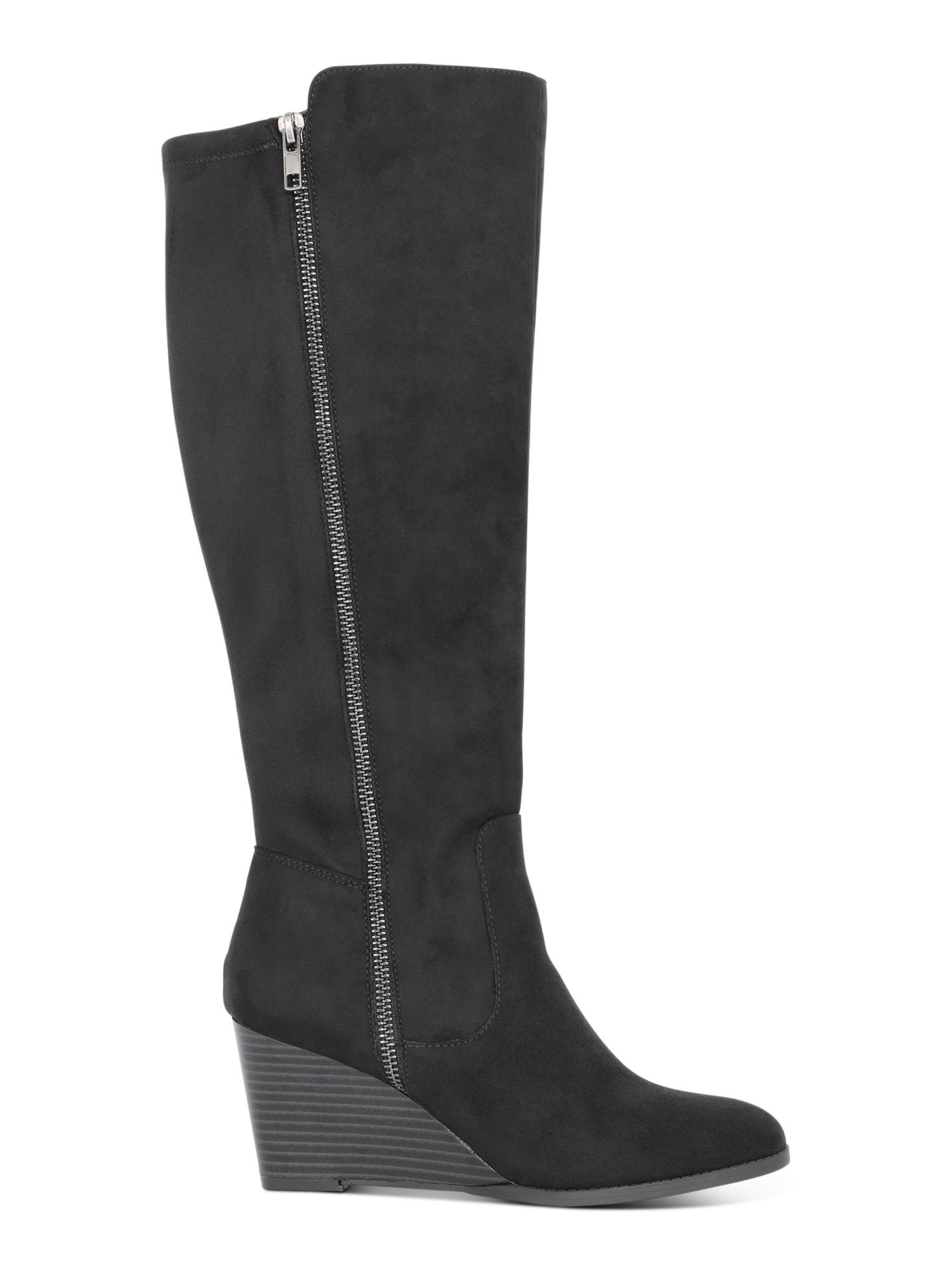 STYLE & COMPANY Womens Black Wide Calf Round Toe Wedge Zip-Up Dress Boots 6.5