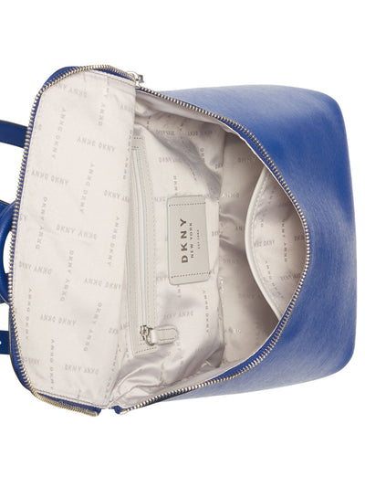 DKNY Women's Blue Bryant Solid Leather 8 Top Handle Adjustable Strap Backpack
