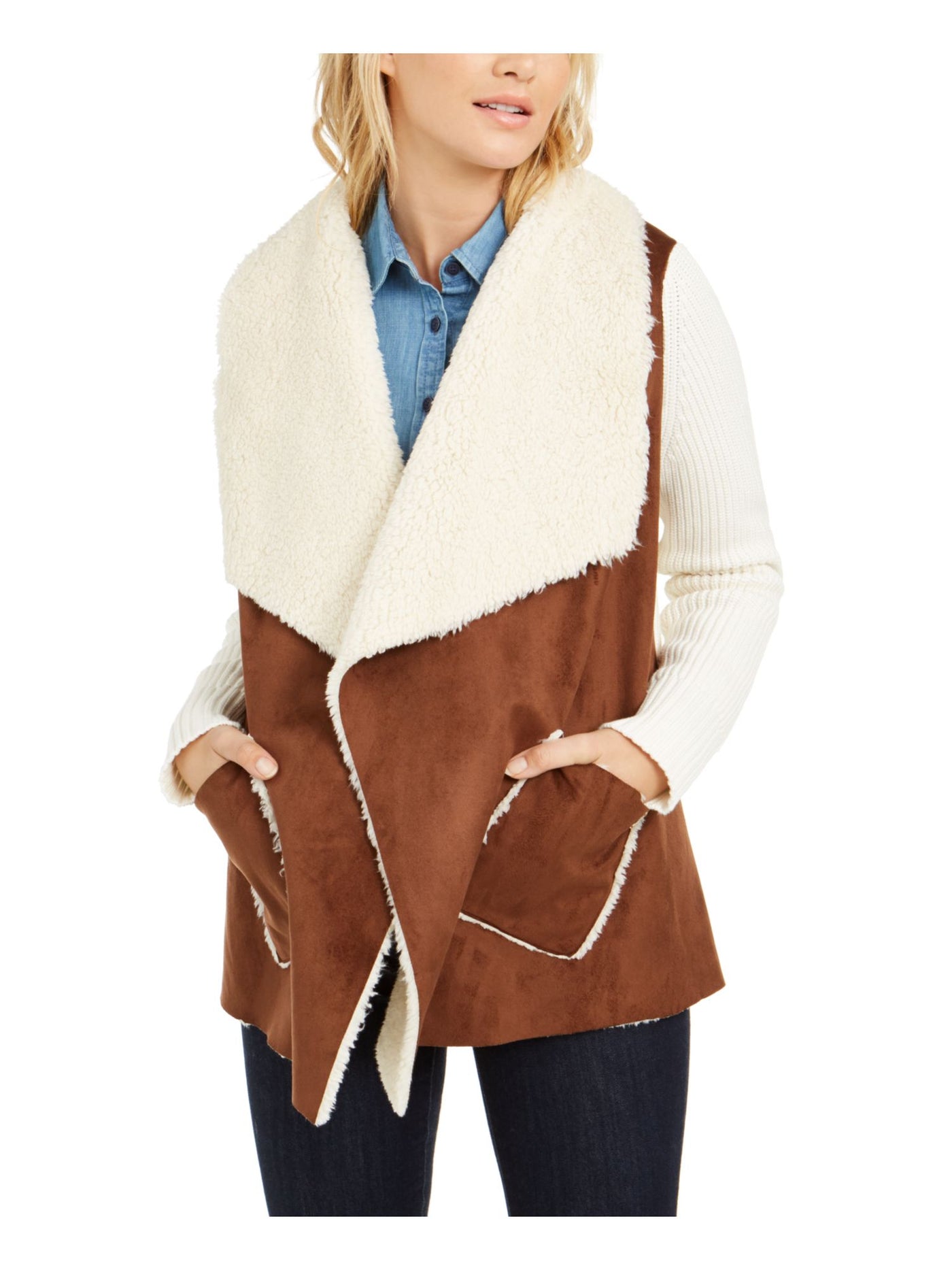 TOMMY HILFIGER Womens Beige Wrap Winter Jacket Coat M