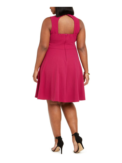 B DARLIN Womens Pink Sleeveless Queen Anne Neckline Knee Length Trapeze Dress Plus 20W