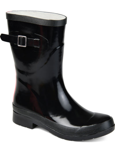 JOURNEE COLLECTION Womens Black Water Resistant Buckle Accent Seattle Round Toe Block Heel Rain Boots 5.5 M