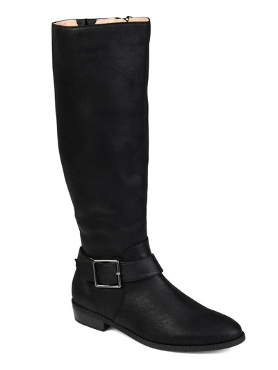 JOURNEE COLLECTION Womens Black Goring Buckle Accent Wide Calf Winona Almond Toe Block Heel Zip-Up Riding Boot 8.5 WC