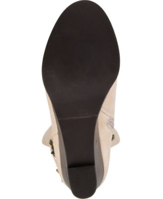 JOURNEE COLLECTION Womens Ivory Fishbone Braided Strap Padded Tasseled Jezebel Almond Toe Wedge Zip-Up Heeled Boots M