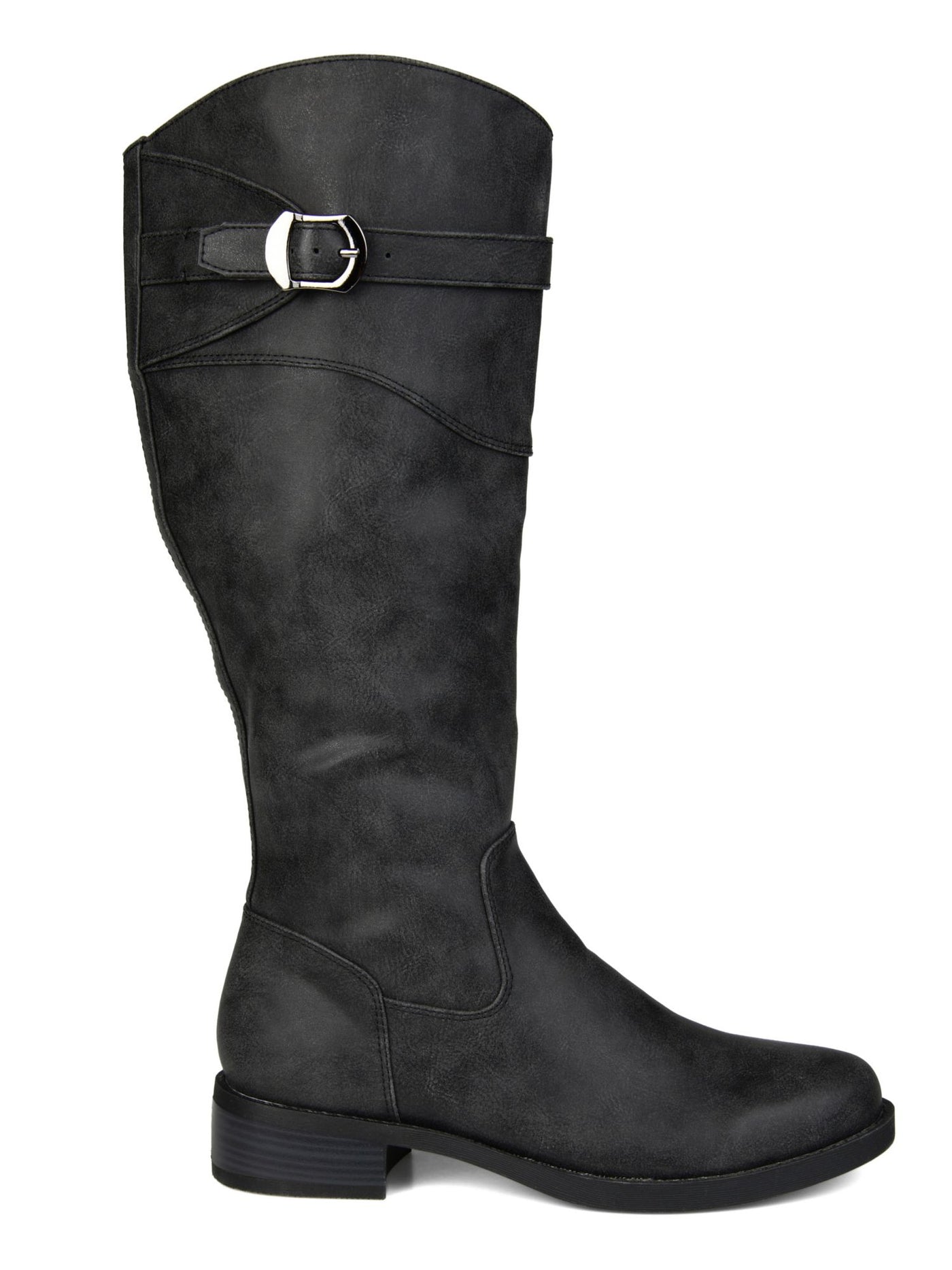 JOURNEE COLLECTION Womens Gray Buckle Accent Padded Brooklyn Almond Toe Block Heel Zip-Up Riding Boot 8.5 XWC