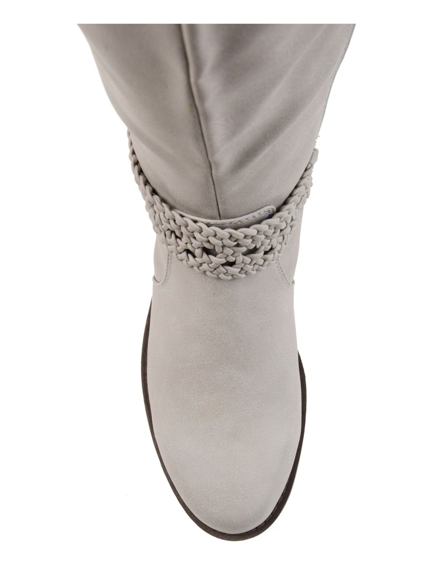 JOURNEE COLLECTION Womens Gray Padded Goring Woven Wide Calf Paisley Round Toe Block Heel Zip-Up Riding Boot 7 M WC