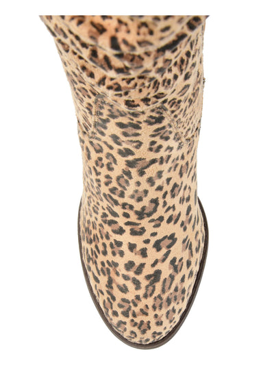 JOURNEE COLLECTION Womens Beige Animal Print Cushioned Comfort Aneil Almond Toe Block Heel Slouch Boot 6 WC