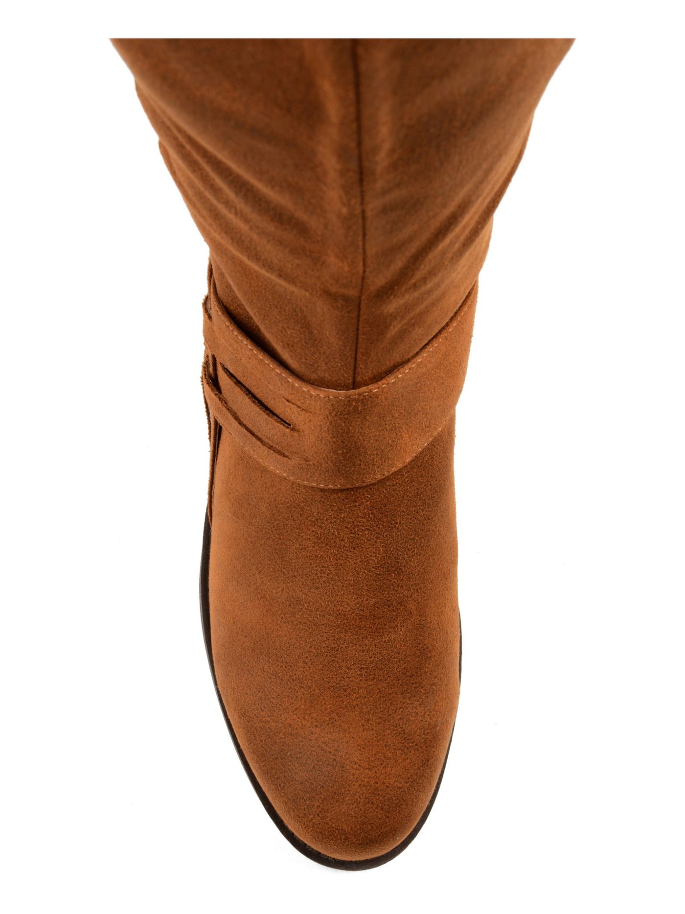 JOURNEE COLLECTION Womens Brown Goring Woven Padded Meg Round Toe Block Heel Zip-Up Riding Boot 8.5