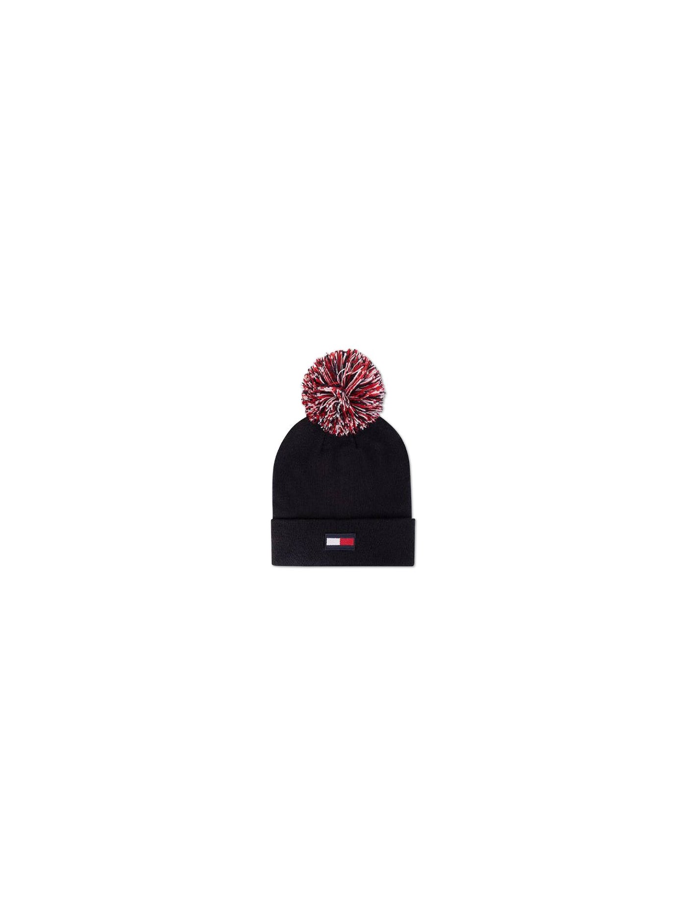 TOMMY HILFIGER Mens Black Logo Acrylic Fitted Pom Hat