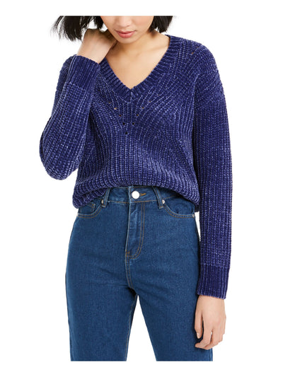 BAR III Womens Blue Long Sleeve V Neck Sweater XS