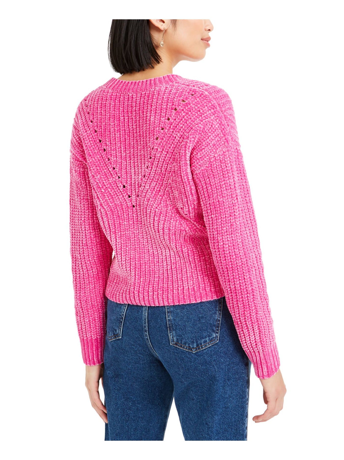 BAR III Womens Pink Long Sleeve V Neck Sweater M